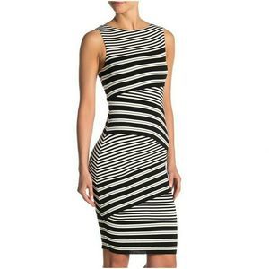 Bailey 44 Black Diagonal Striped Bandage Dress